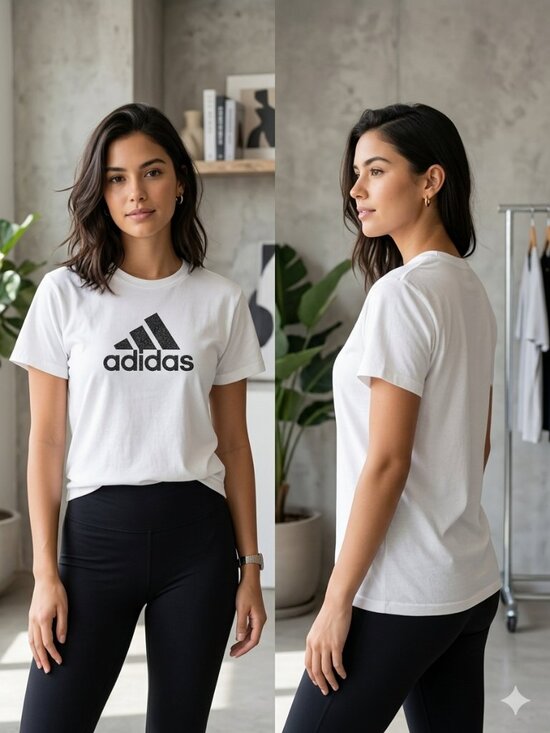 adidas Tops - Adidas Essentials Women's Logo Graphic White T-Shirt - Size Medium